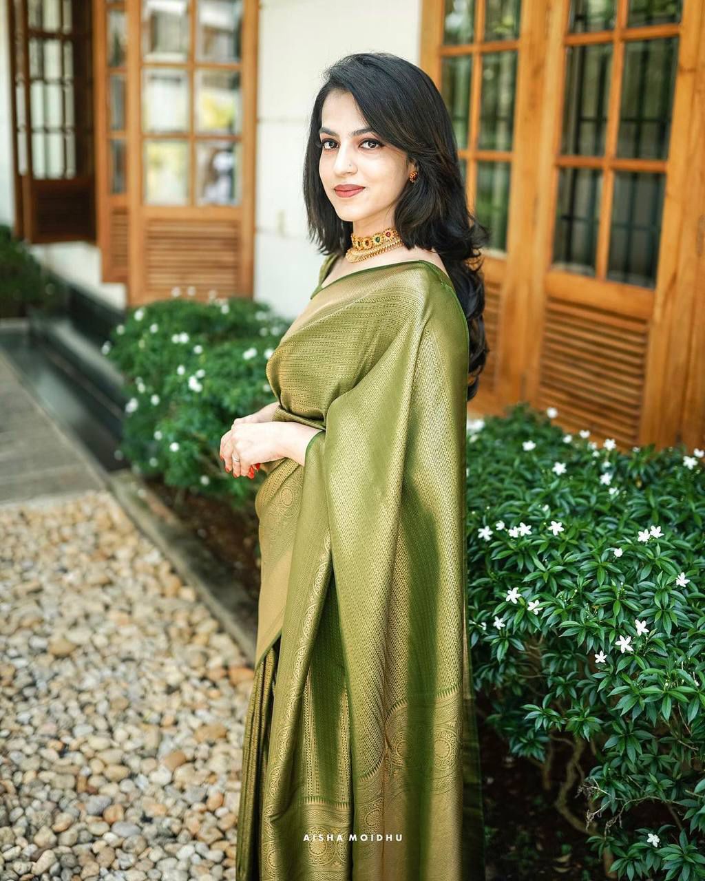 Moss Green Kanjivaram Silk Saree
