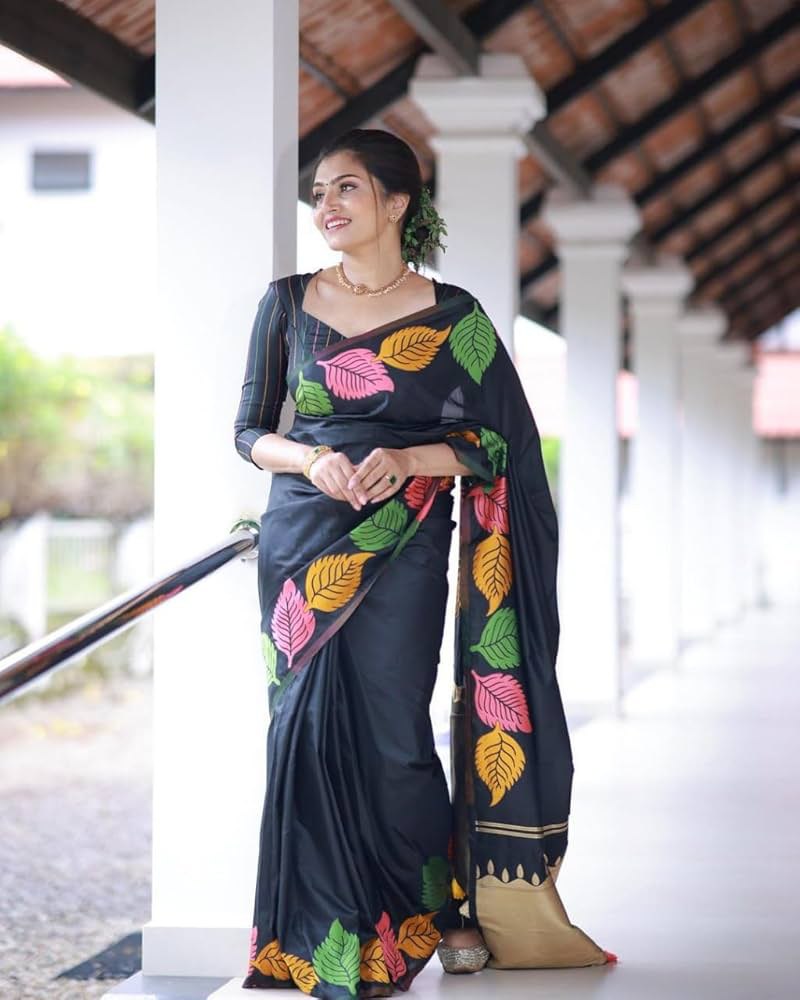 Midnight Leaf Saree