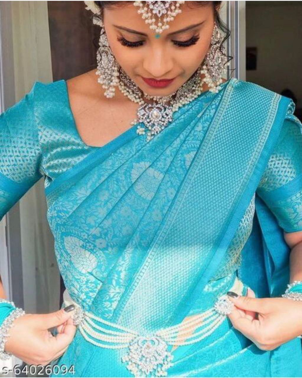Turquoise Opulence in Zari Silk