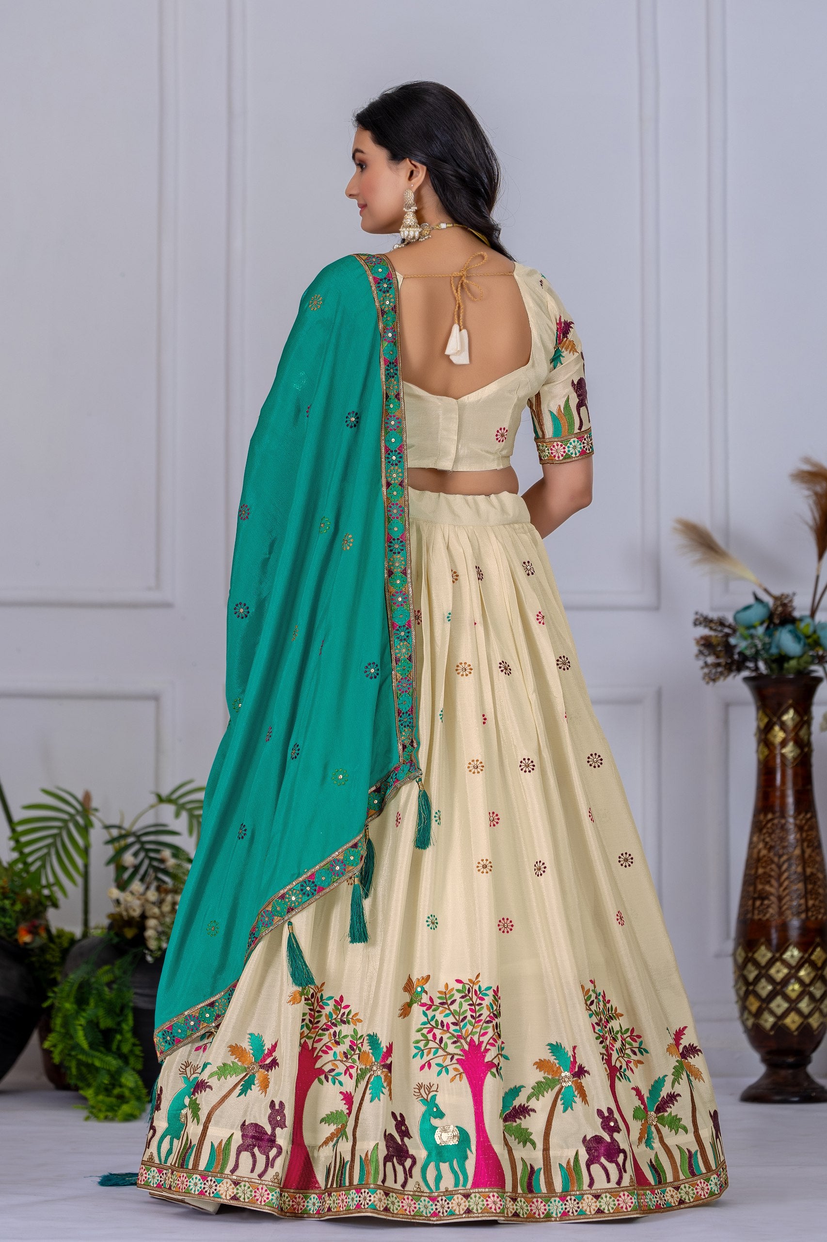 🌿 Ethnic Forest Motif Lehenga Choli Set 🌿