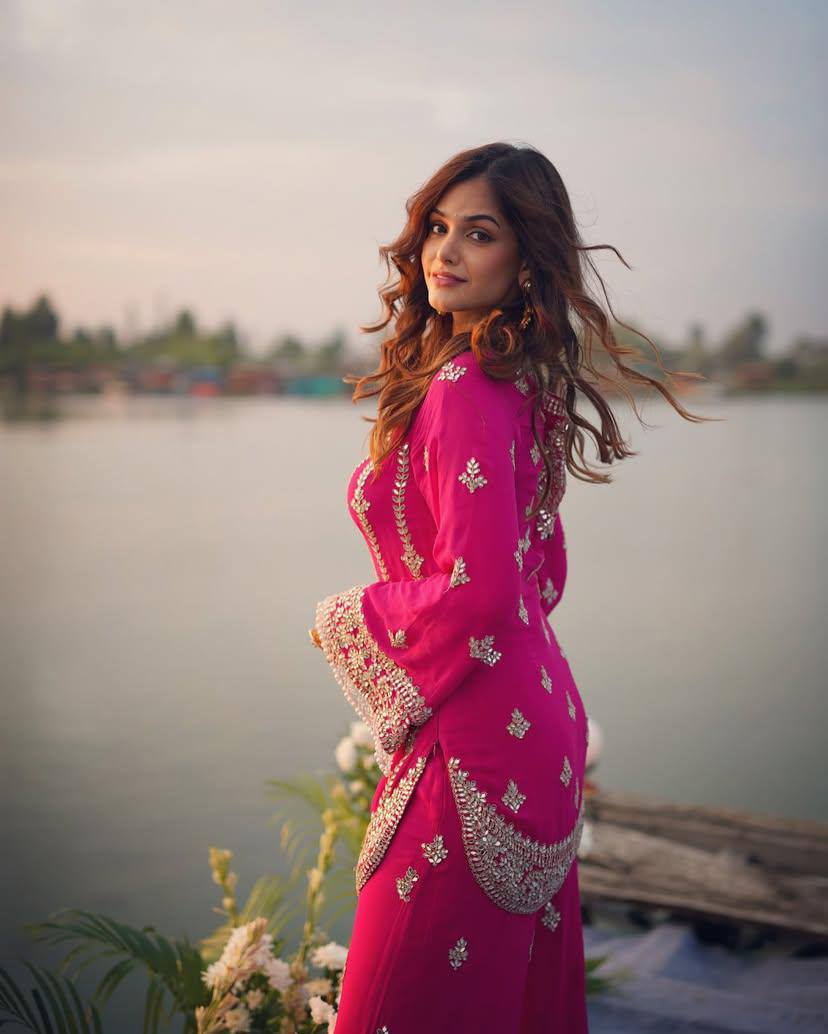 Fuchsia Glam Mirror & Zari Embroidered Sharara Set