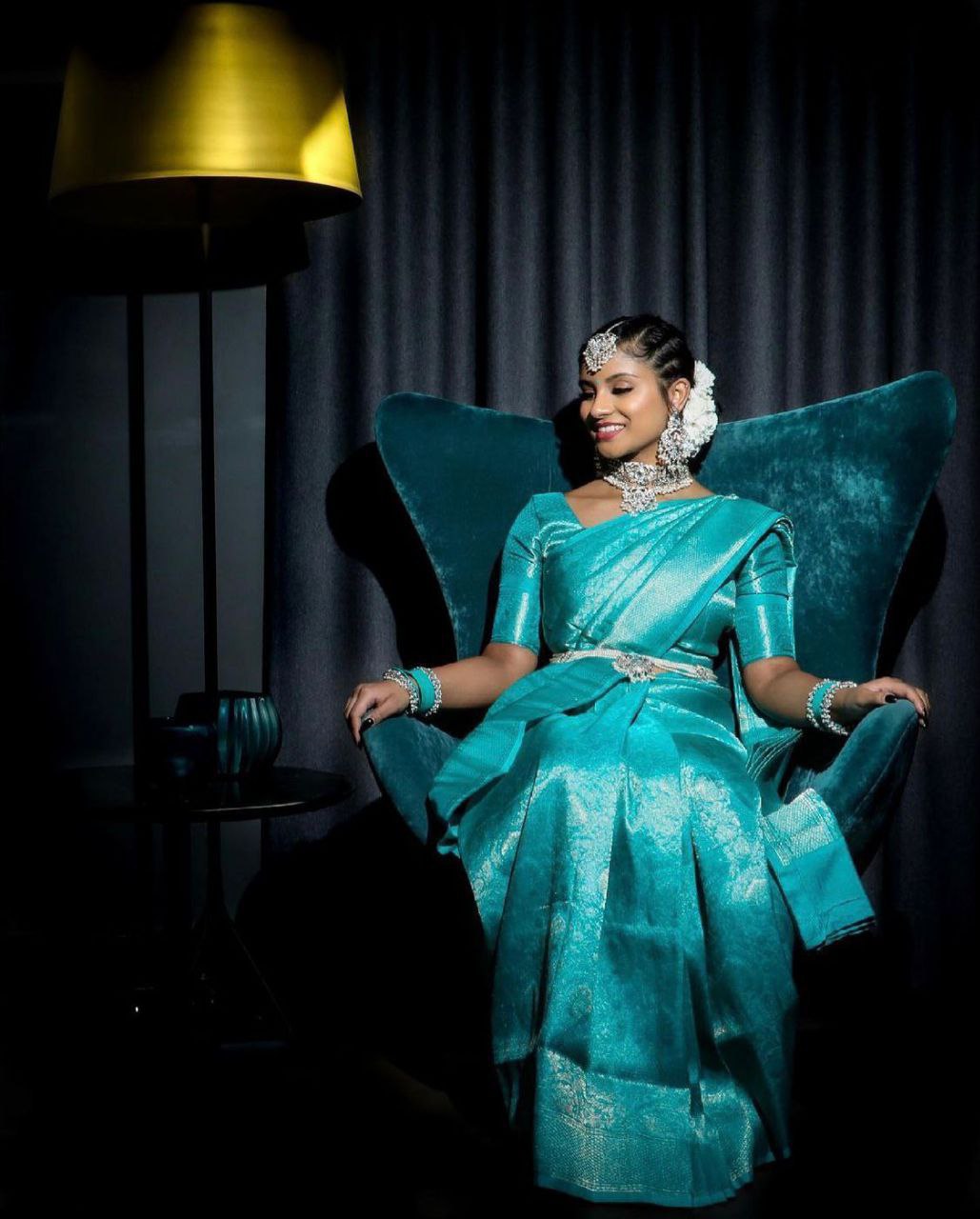 Turquoise Opulence in Zari Silk