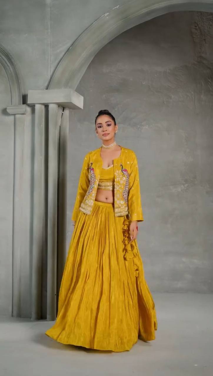 Royal Mustard Embroidered Lehenga Set