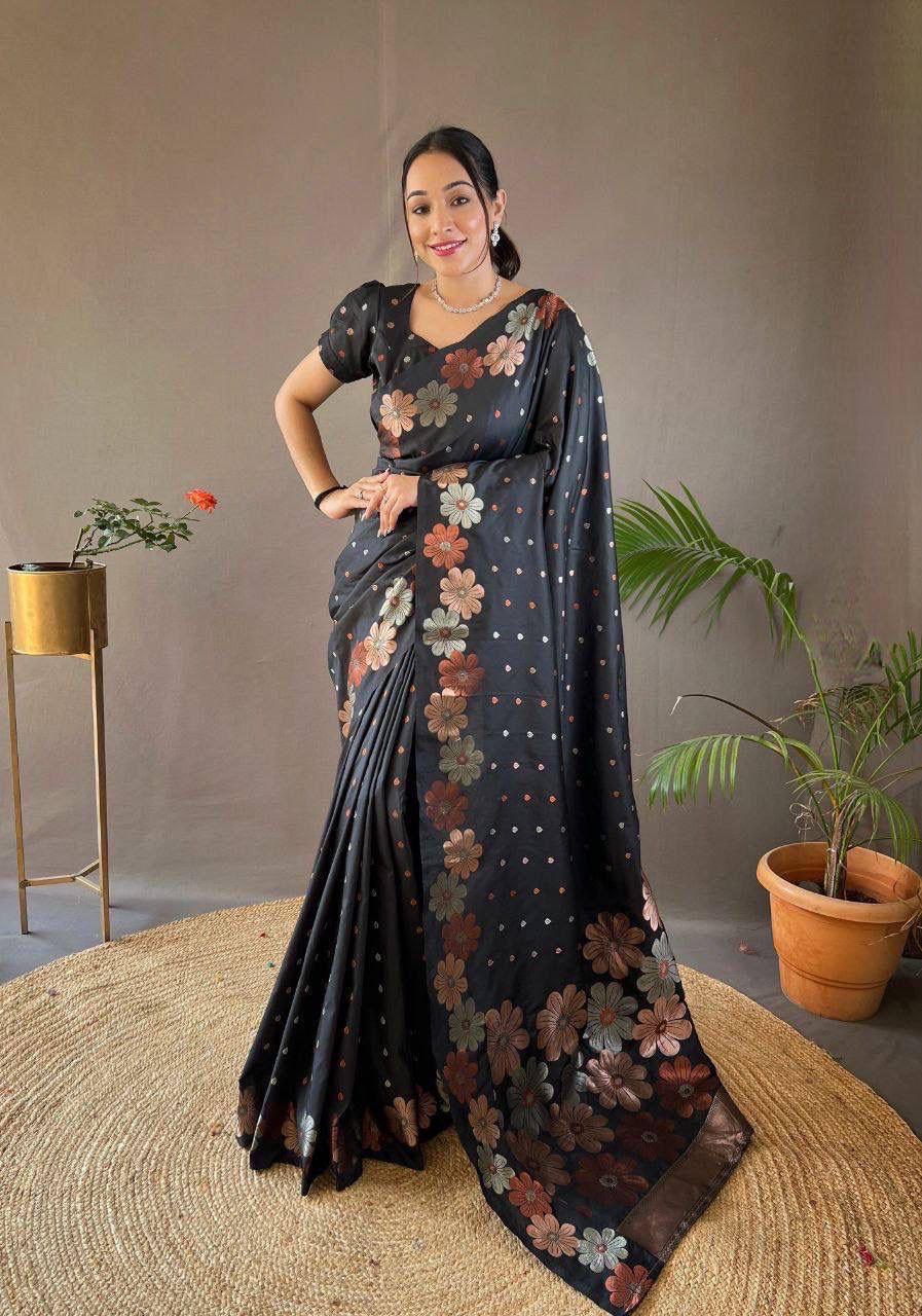Black Zari Silk Saree