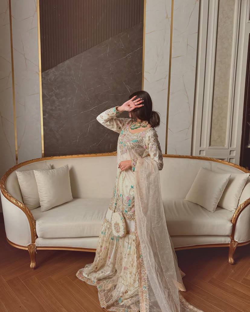 Ivory Opulence Hand-Embroidered Gharara Set