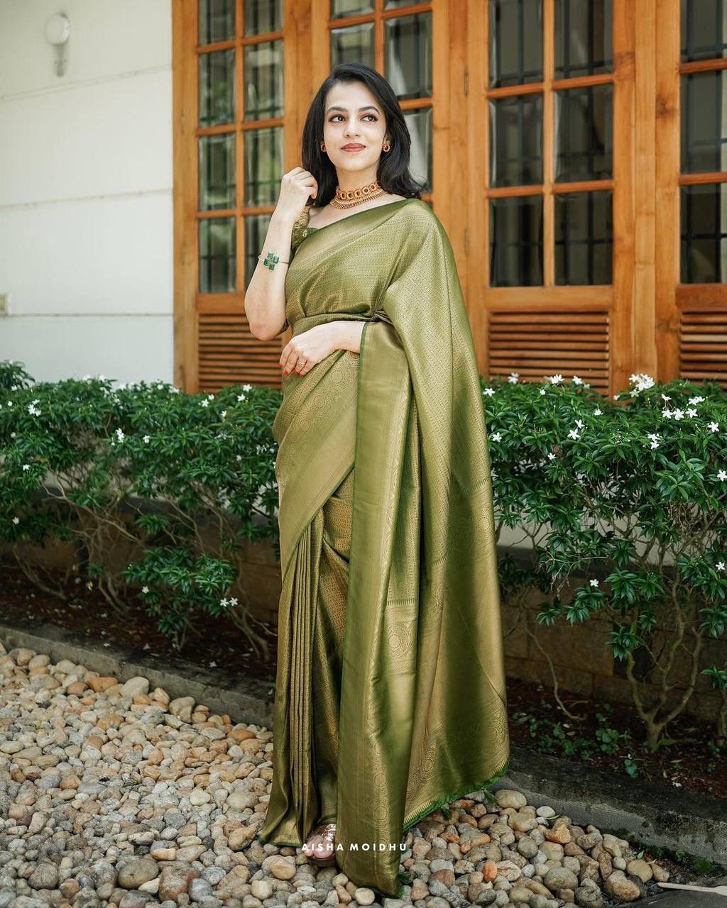 Moss Green Kanjivaram Silk Saree