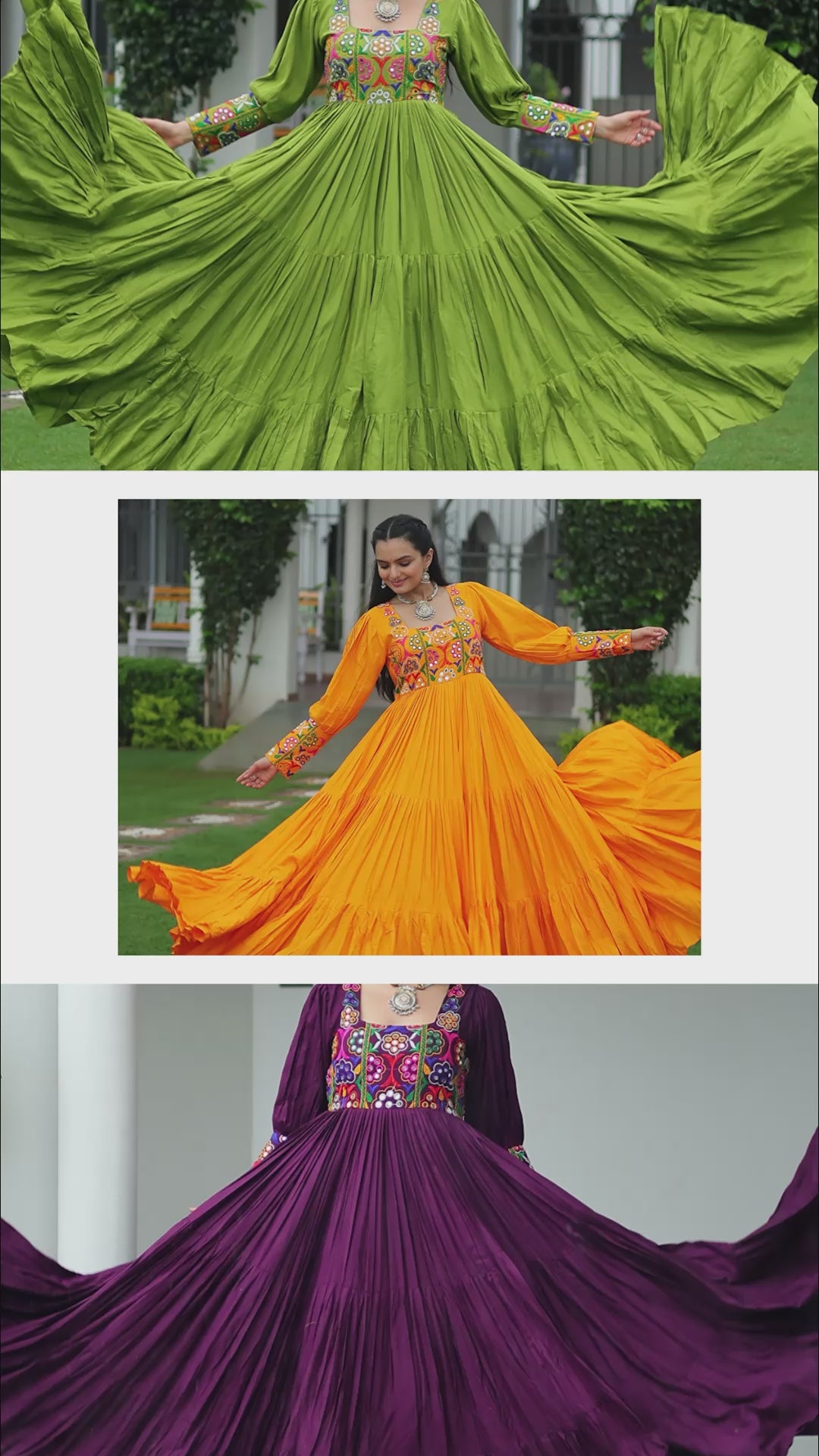 Navratna Mirrorwork Garba Gown