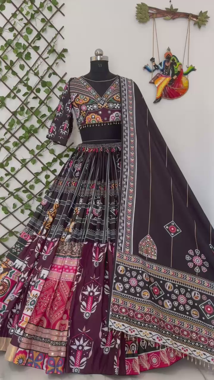 Designer Multicolor Embroidered Navratri Ghagra Choli with Dupatta