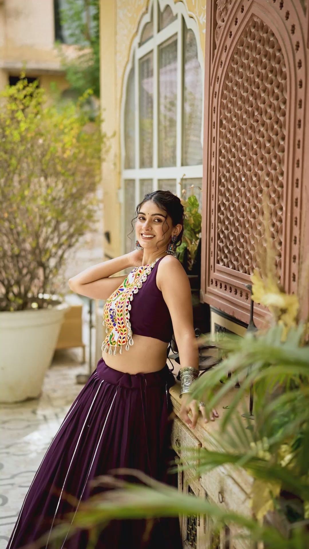Embroidered Crop Top with Flared Lehenga (Wine, Black, Green) – Vihaa Ethnics