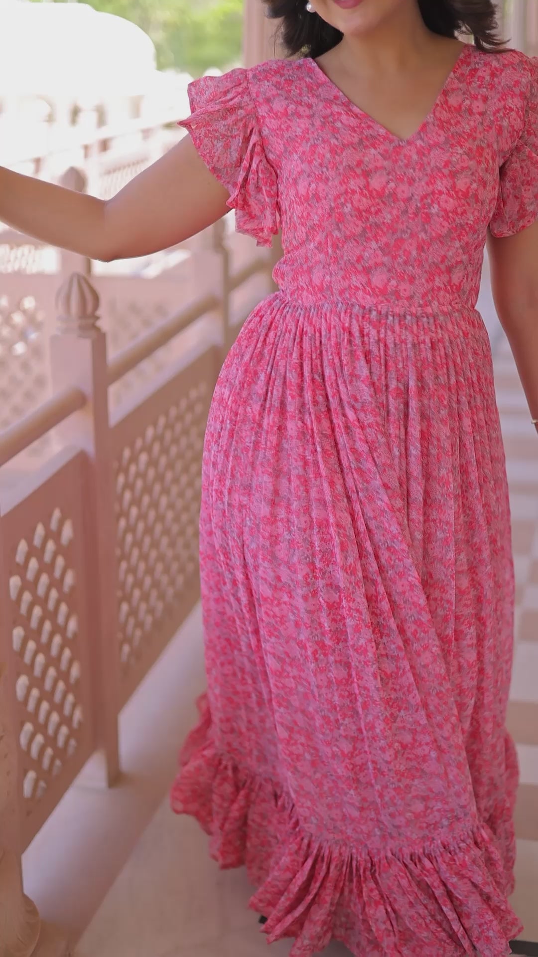 Soft Pink Ruffle Maxi Dress