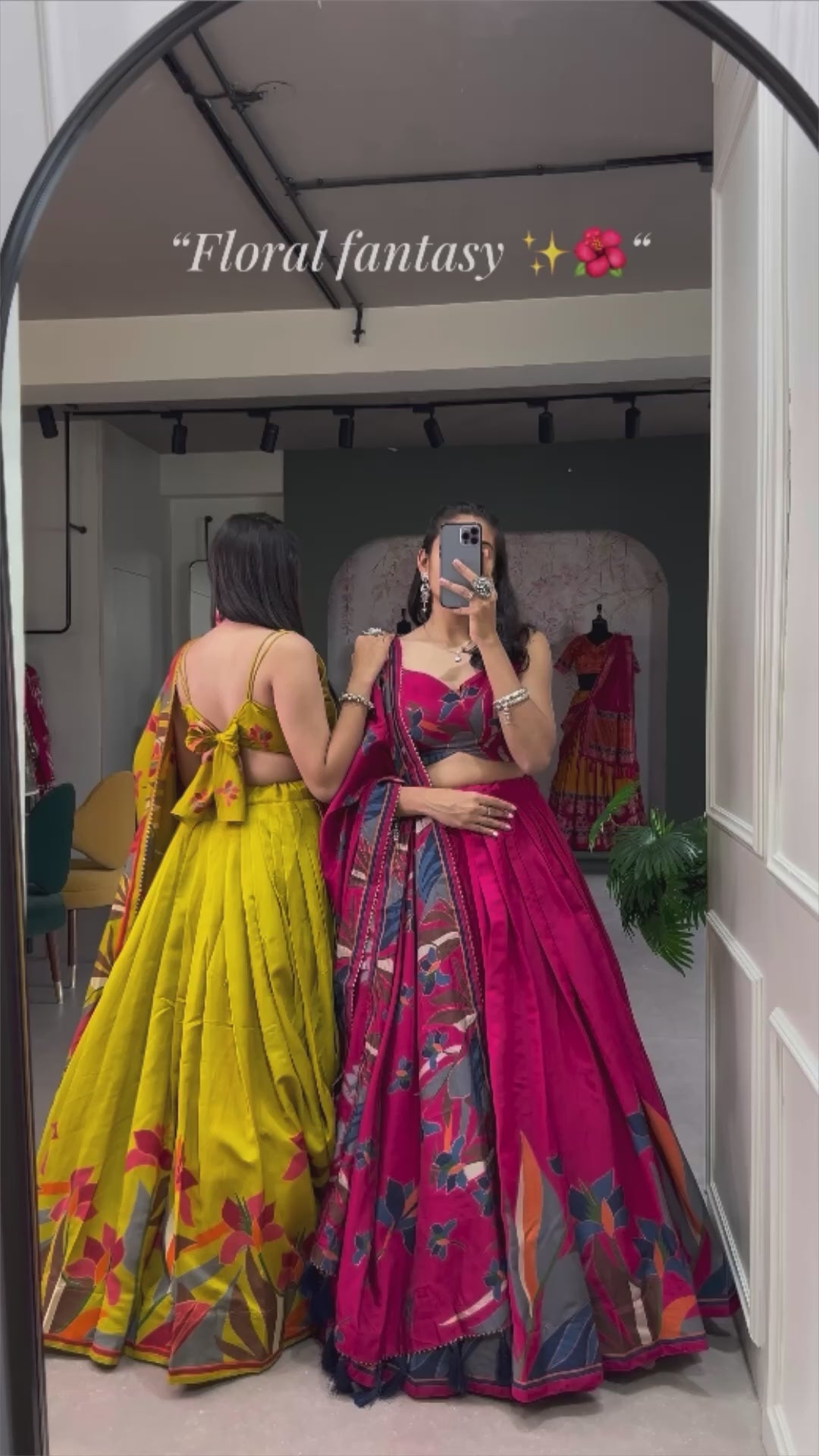 Exquisite Floral Fantasy: Tusser Silk Lehenga Choli with Intricate Print and Dupatta