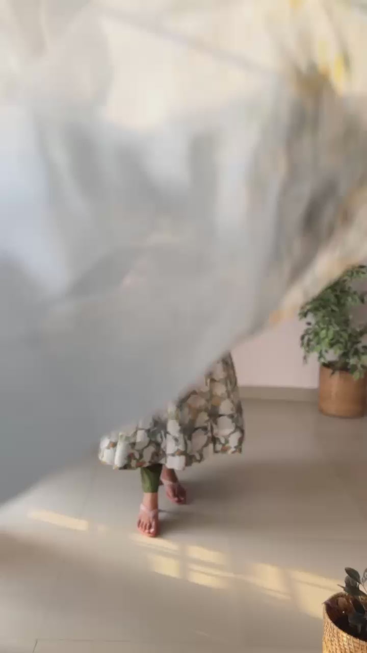 Serene Floral Anarkali Suit in Pastel Blue