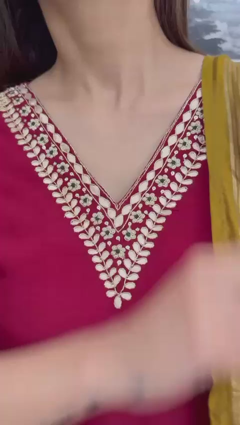 Elegant Maroon Straight Suit with Printed Dupatta – Cotton Blend Kurta Set for Women