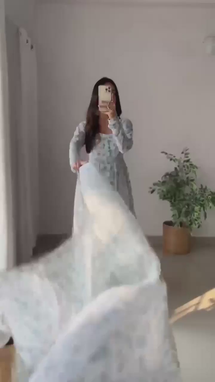 Pastel Blossom Anarkali Set