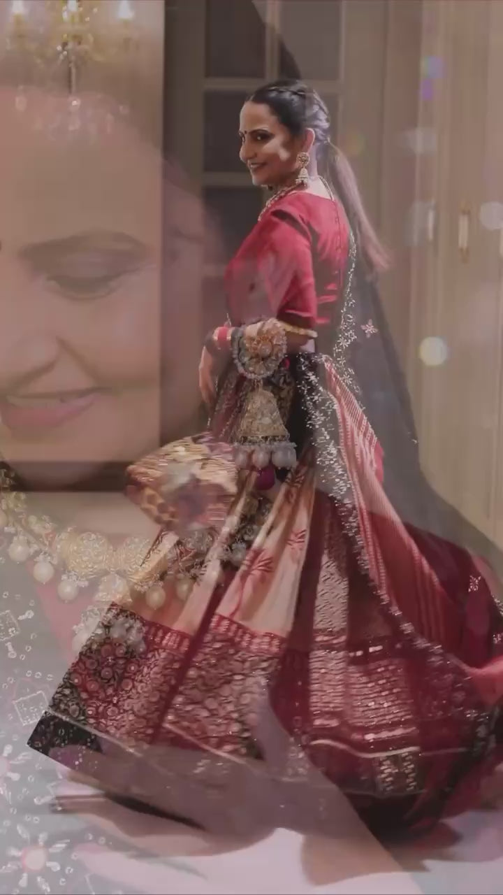 Elegant Black & Beige Navratri Ghagra Choli with Traditional Block Print & Embroidery