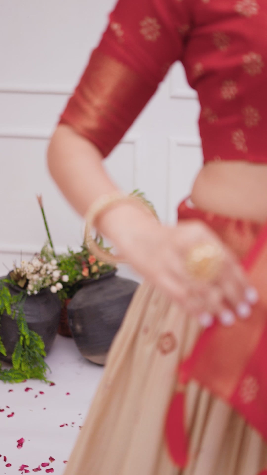Red & Beige Lehenga Choli Set with Elegant Embroidery– Traditional Wear