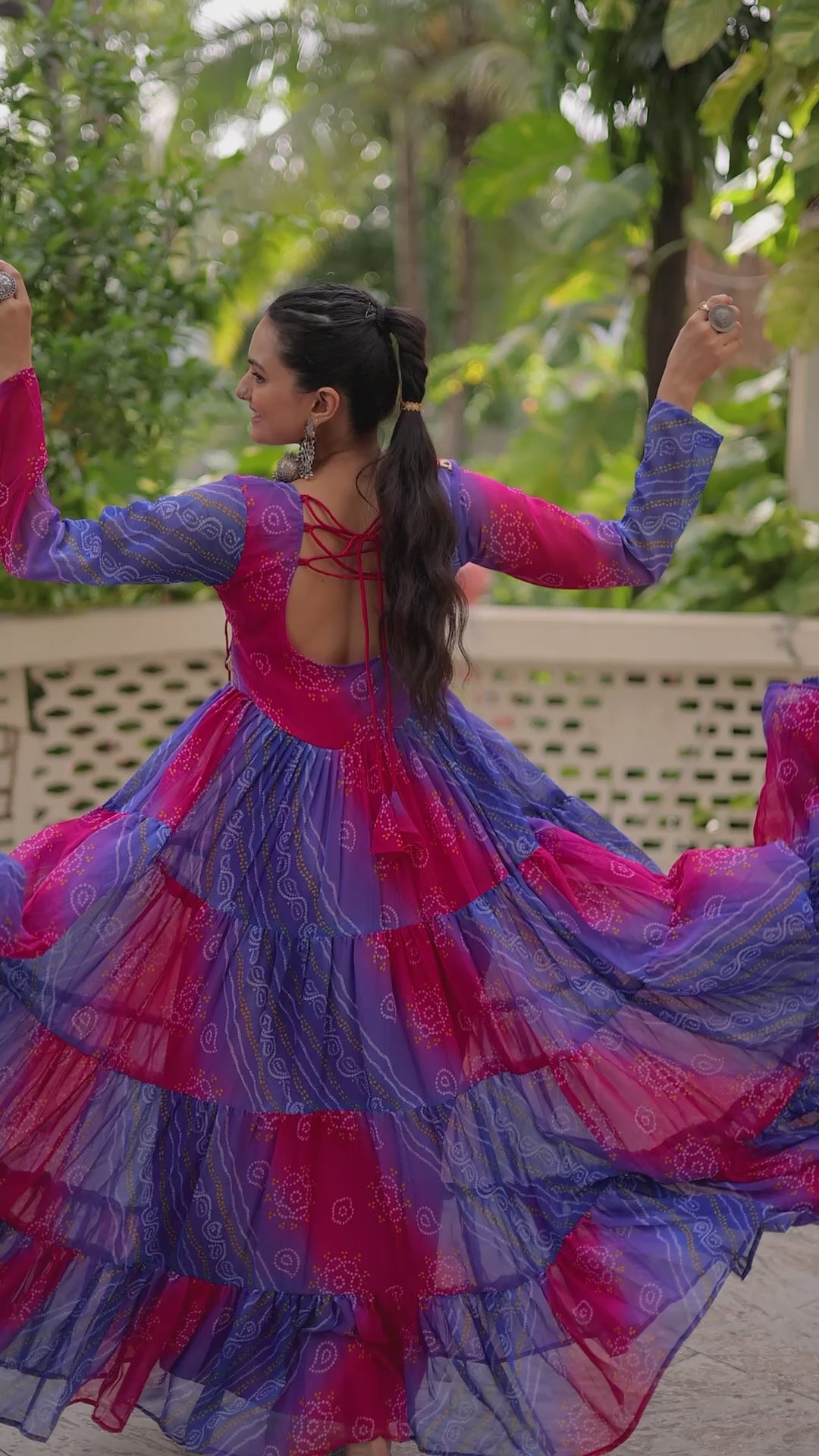 Vibrant Bandhani Flared Dress with Embellished Jacket