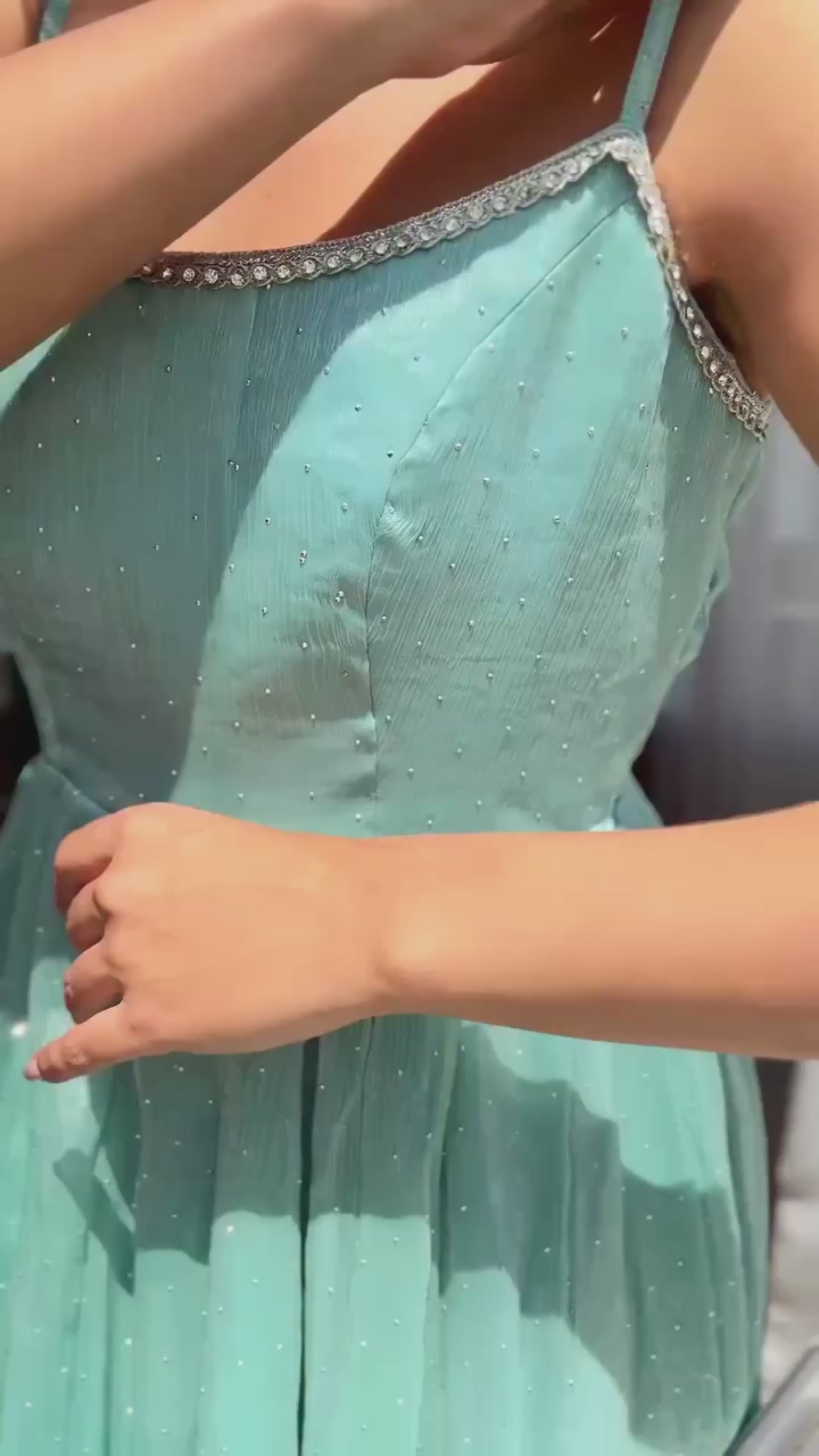 Serene Seafoam Anarkali Gown