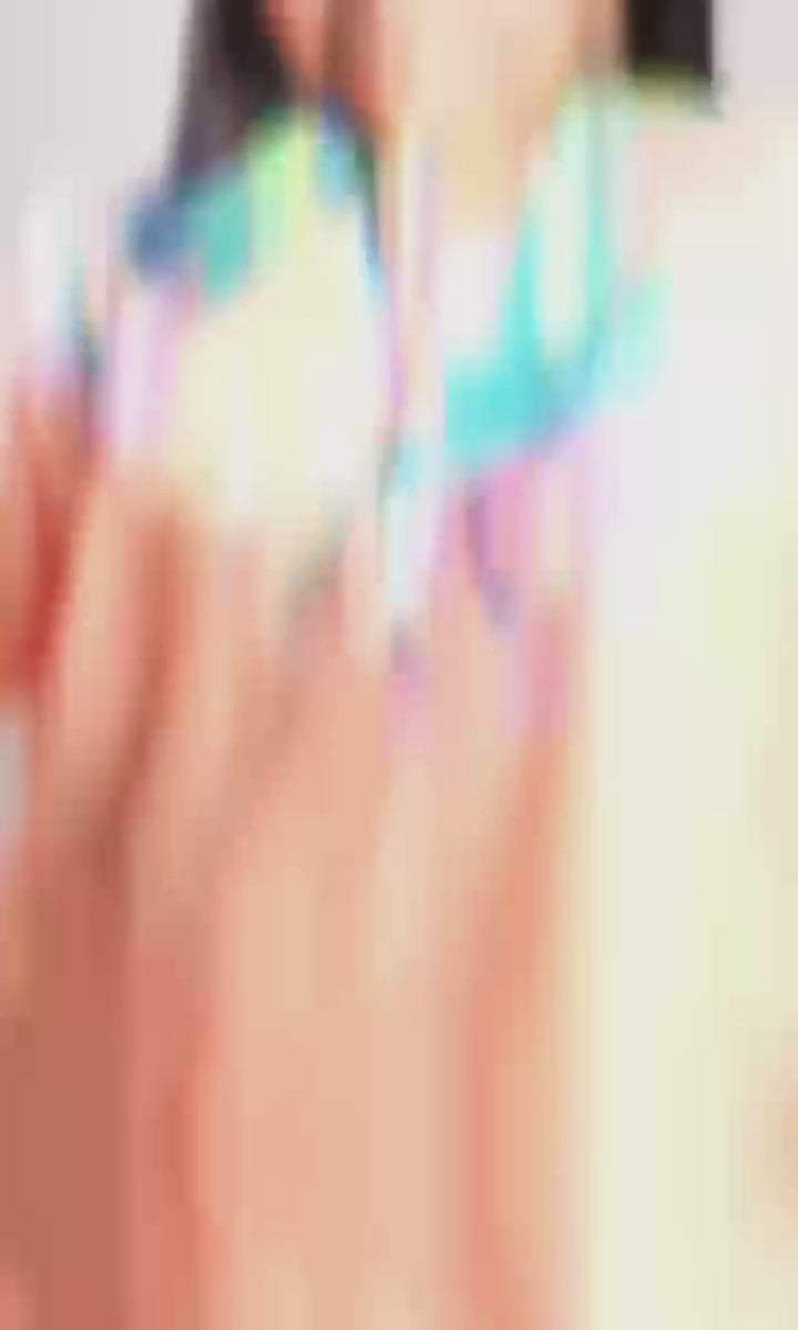 Pastel Pink Saree with Vibrant Mandala & Striped Blouse