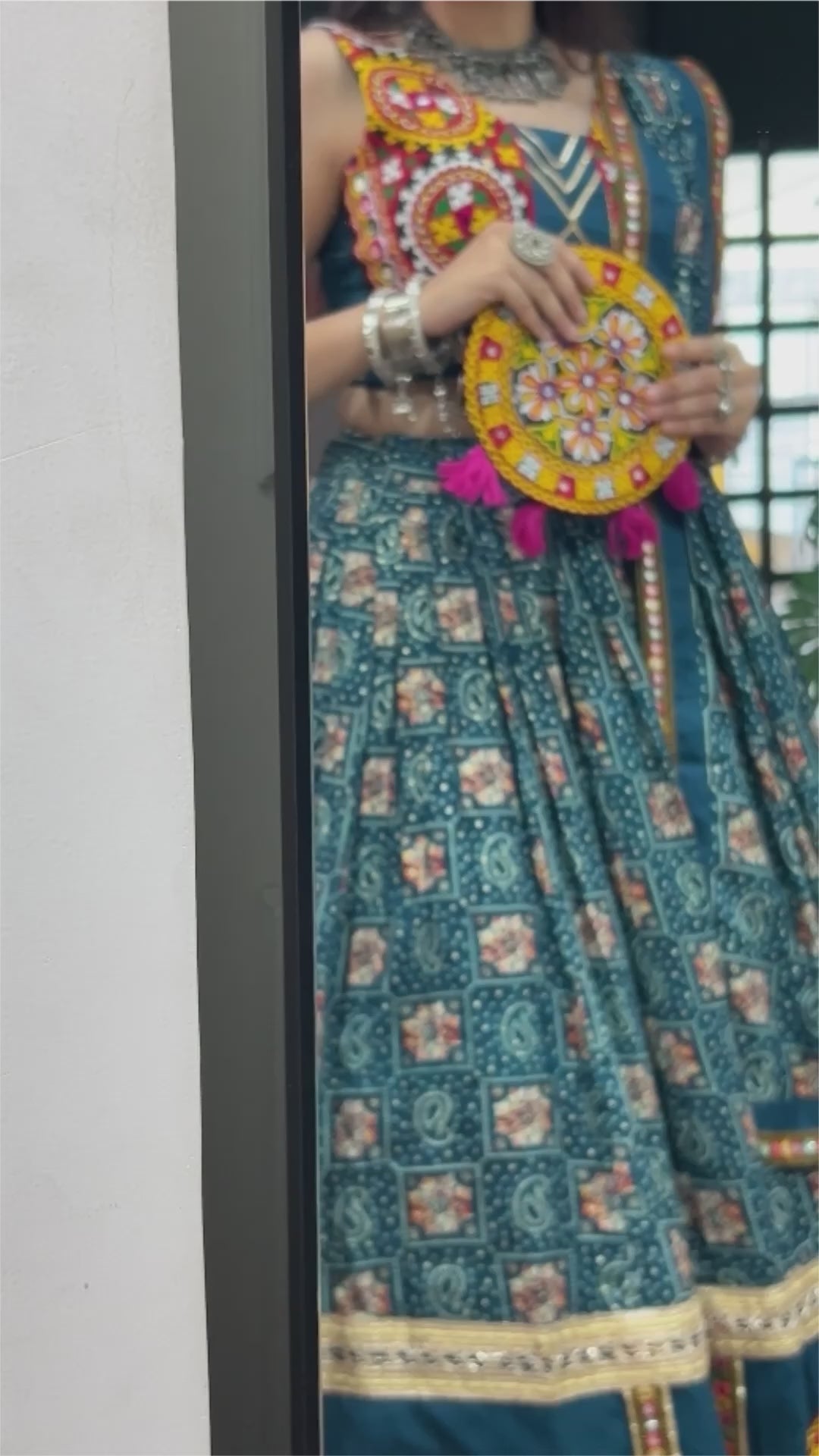 Blue Bandhani Embroidered Navratri Lehenga