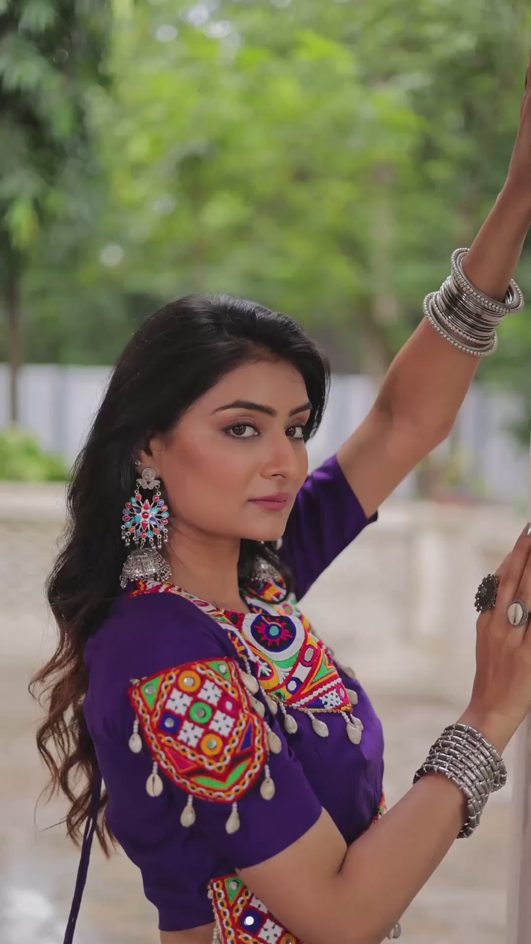 Purple & Multi-Color Navratri Lehenga Choli with Traditional Embroidery Work