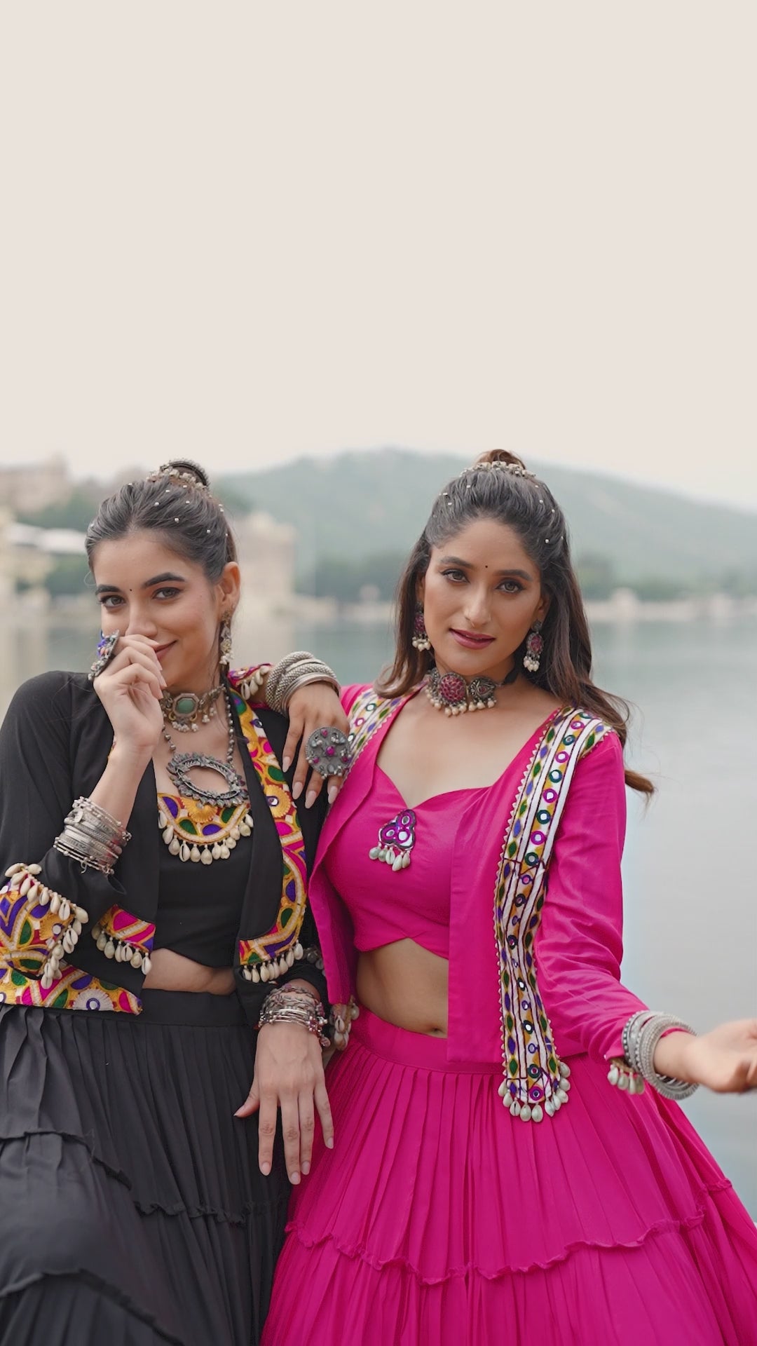 Mirror Work Jacket Lehenga Set – Multi Color Options