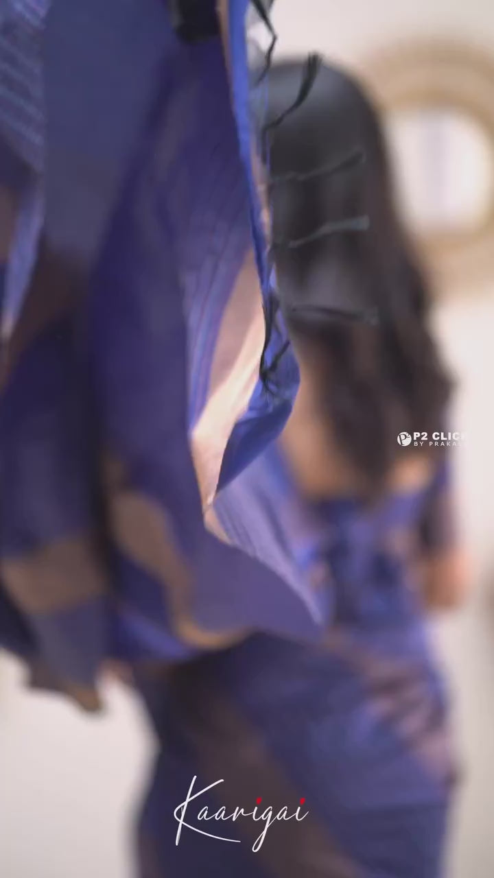 Midnight Blue Minimalist Silk Saree